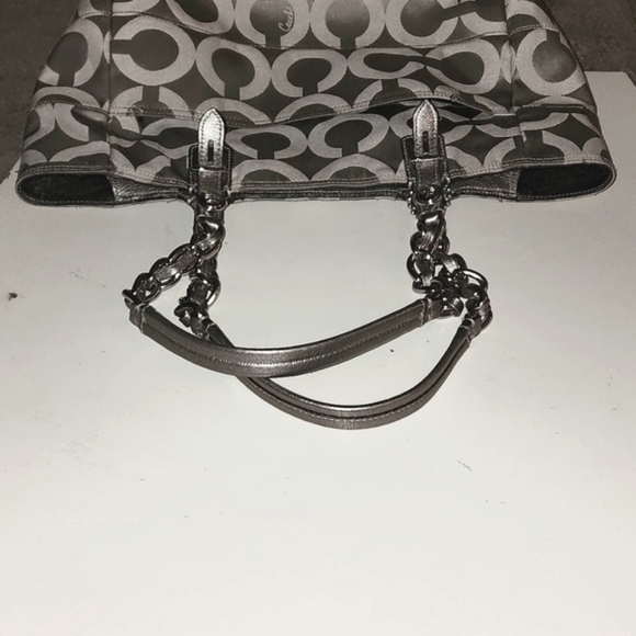 [SOLD] Silver Tribeca Coach Shoulder Bag / C Logo Signature Purse Tote - Picture 9 of 13